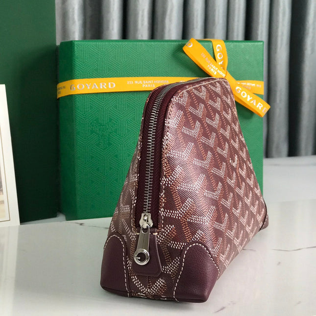 VENDÔME COSMETIC POUCH 17 IN WINE RED GOYARDINE CANVAS AND CALFSKIN TRIM