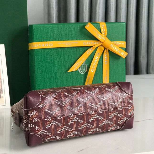 VENDÔME COSMETIC POUCH 17 IN WINE RED GOYARDINE CANVAS AND CALFSKIN TRIM
