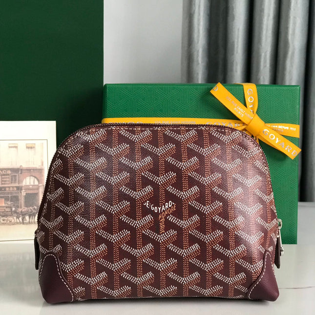 VENDÔME COSMETIC POUCH 17 IN WINE RED GOYARDINE CANVAS AND CALFSKIN TRIM