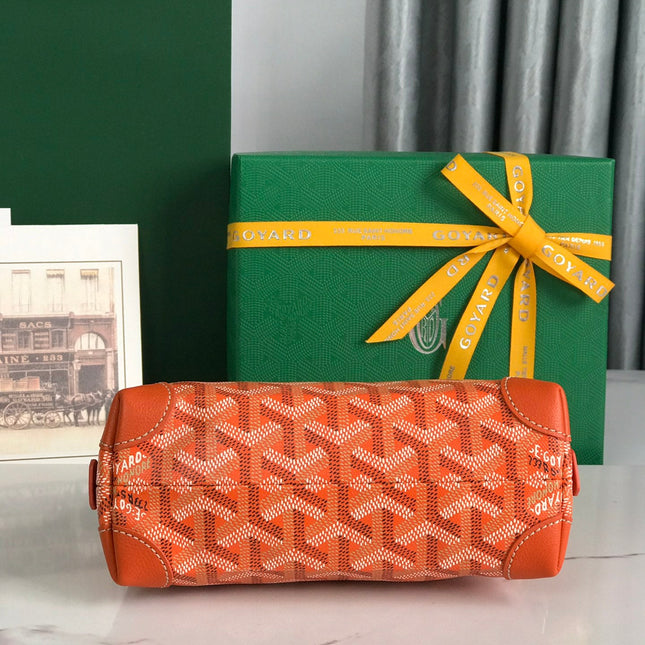 VENDÔME COSMETIC POUCH 17 IN ORANGE GOYARDINE CANVAS AND CALFSKIN TRIM