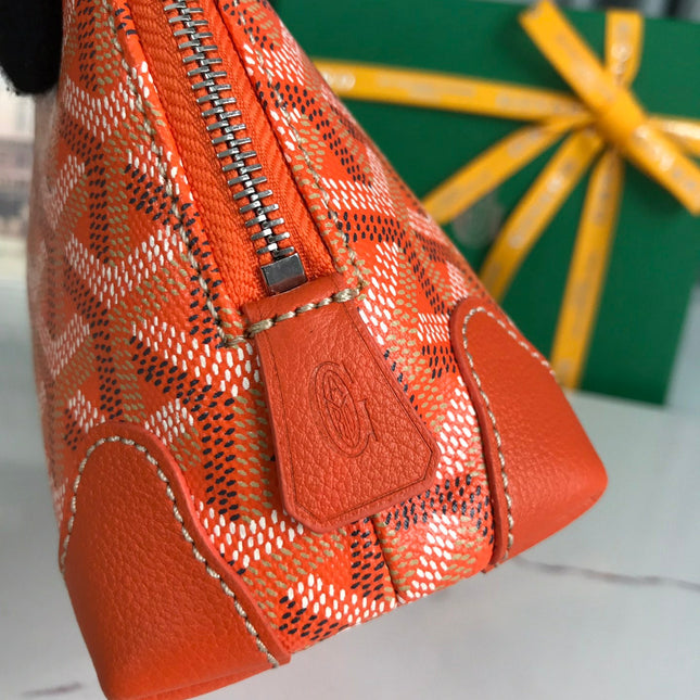 VENDÔME COSMETIC POUCH 17 IN ORANGE GOYARDINE CANVAS AND CALFSKIN TRIM
