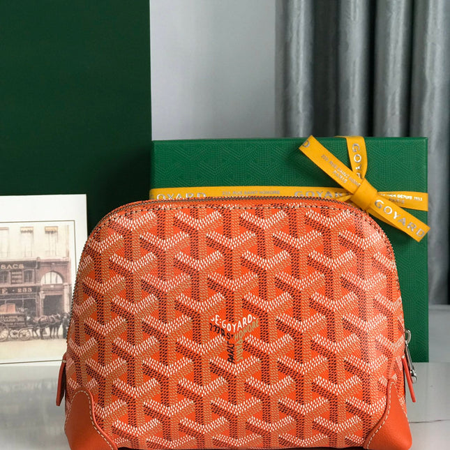 VENDÔME COSMETIC POUCH 17 IN ORANGE GOYARDINE CANVAS AND CALFSKIN TRIM