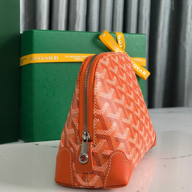 VENDÔME COSMETIC POUCH 17 IN ORANGE GOYARDINE CANVAS AND CALFSKIN TRIM