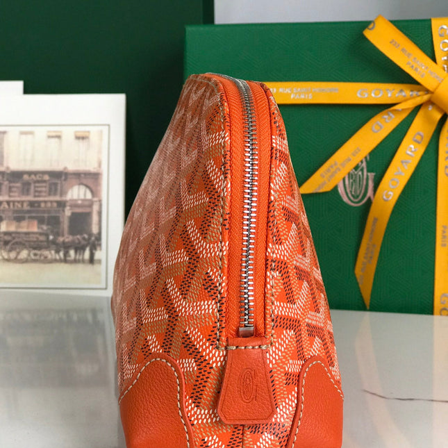 VENDÔME COSMETIC POUCH 17 IN ORANGE GOYARDINE CANVAS AND CALFSKIN TRIM