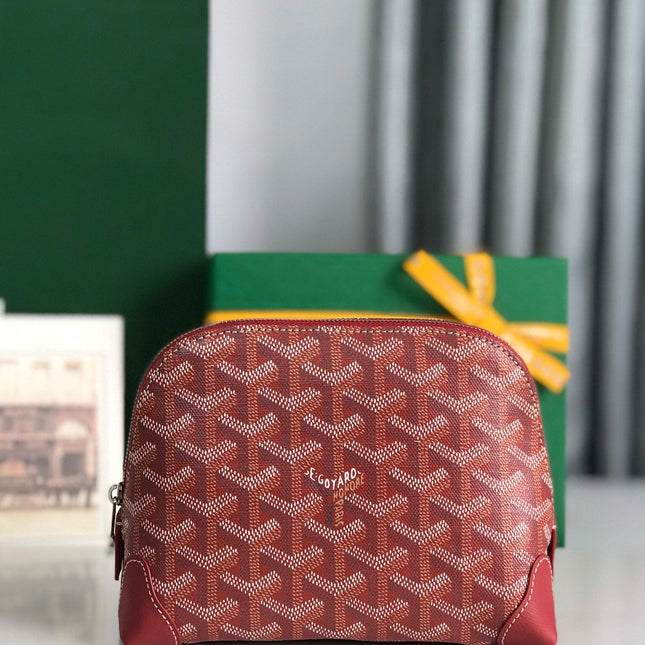 VENDÔME COSMETIC POUCH 17 IN CLASSIC RED GOYARDINE CANVAS AND CALFSKIN TRIM