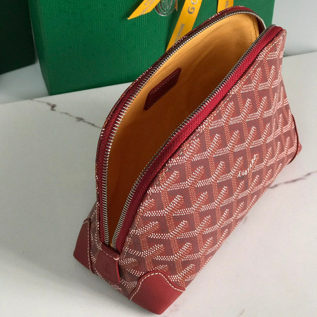 VENDÔME COSMETIC POUCH 17 IN CLASSIC RED GOYARDINE CANVAS AND CALFSKIN TRIM