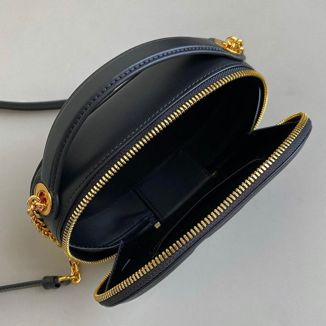 SIGNATURE 18 OVAL BAG IN BLACK CALFSKIN