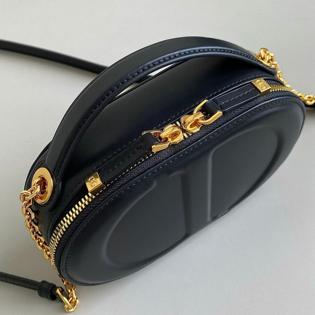 SIGNATURE 18 OVAL BAG IN BLACK CALFSKIN