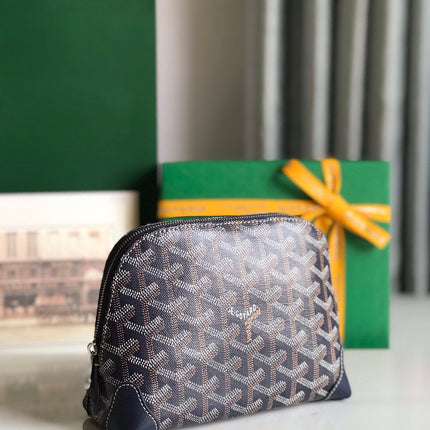 VENDÔME COSMETIC POUCH 17 IN NAVY BLUE GOYARDINE CANVAS AND CALFSKIN TRIM