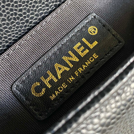 SMALL BOY BAG 20 IN BLACK LAMBSKIN GOLD HARDWARE