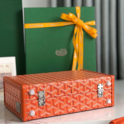GRAND HÔTEL TRUNK BAG 24 IN ORANGE GOYARDINE CANVAS AND CALFSKIN