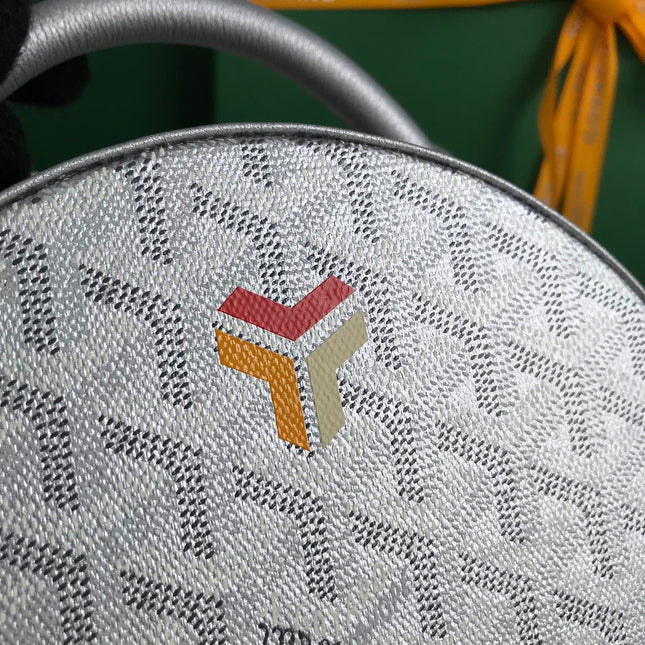 THE ALTO HATBOX TRUNK BAG 18 IN GRAY GOYARDINE CANVAS