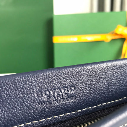 CONTI POUCH 24 IN NAVY BLUE LAMBSKIN AND GOYARDINE CANVAS