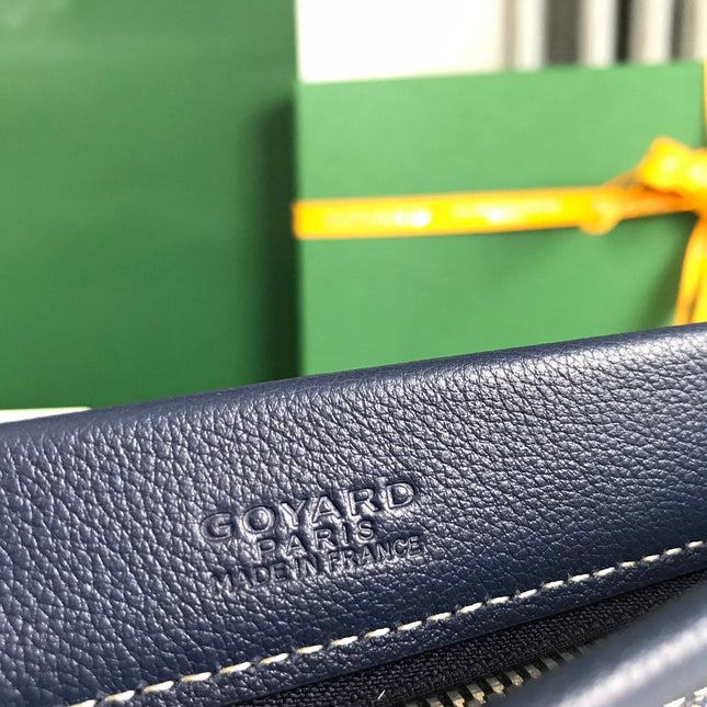 CONTI POUCH 24 IN NAVY BLUE LAMBSKIN AND GOYARDINE CANVAS
