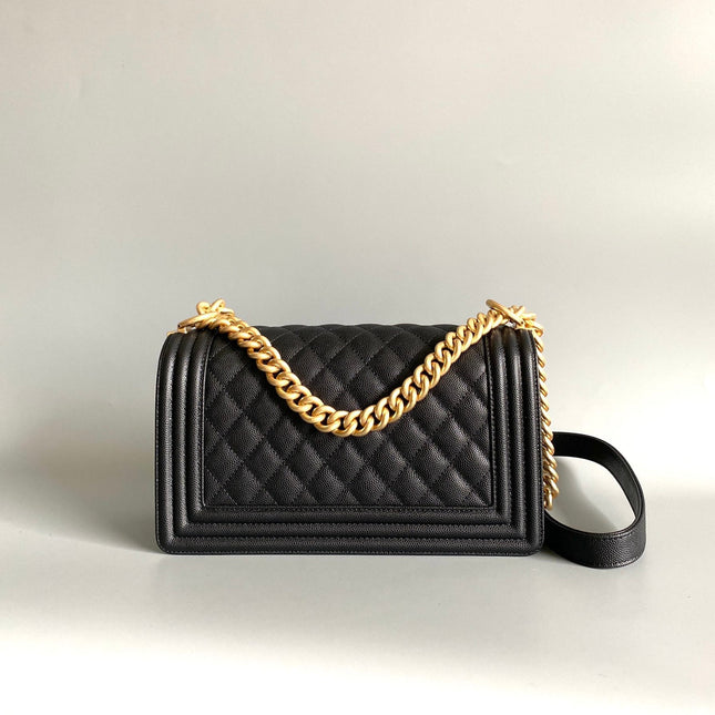 CC MEDIUM 25 BOY BAG IN BLACK LAMBSKIN GOLD HARDWARE