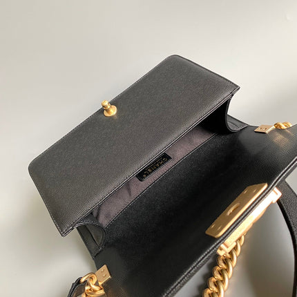 CC MEDIUM 25 BOY BAG IN BLACK LAMBSKIN GOLD HARDWARE