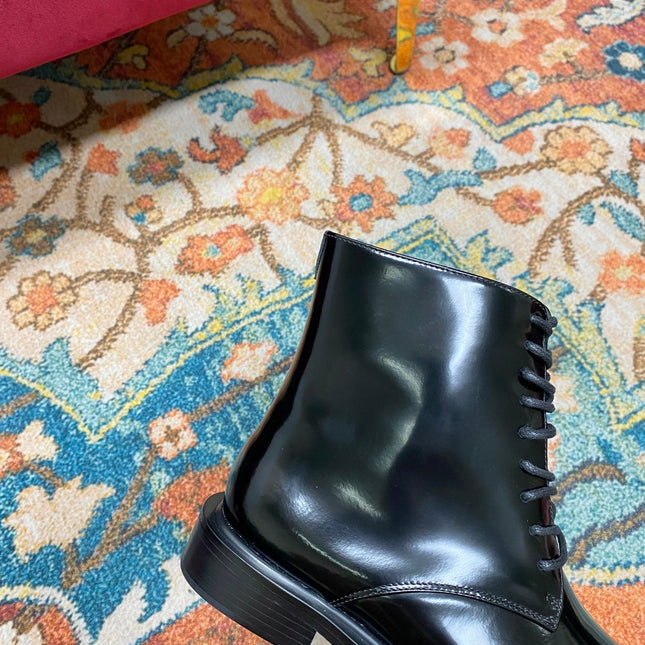 SL ARMY LACED BOOTS BLACK CALFSKIN