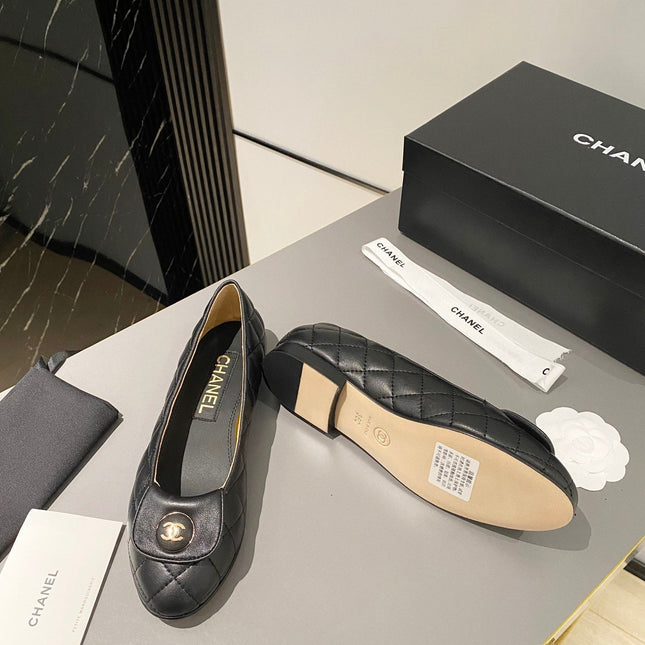 BALLET FLAT BLACK LAMBSKIN