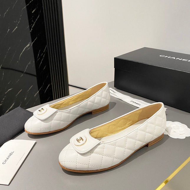BALLET FLAT WHITE LAMBSKIN