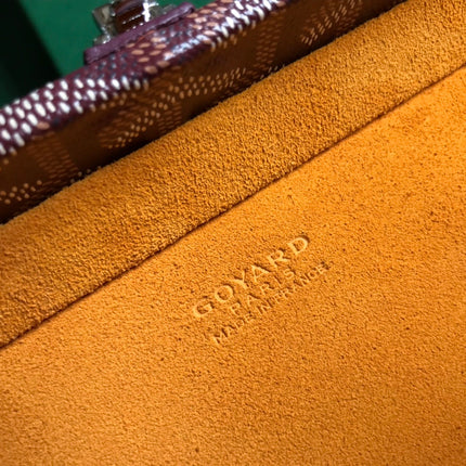 GRAND HÔTEL TRUNK BAG 24 IN BURGUNDY RED GOYARDINE CANVAS AND CALFSKIN