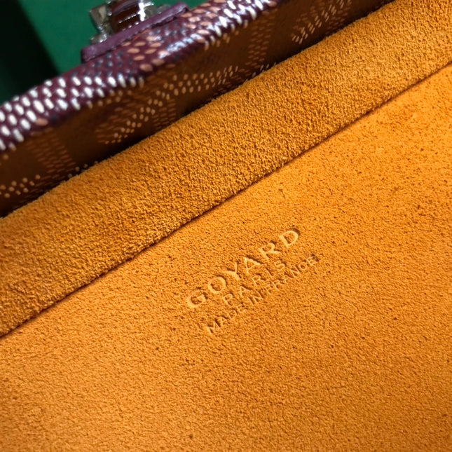 GRAND HÔTEL TRUNK BAG 24 IN BURGUNDY RED GOYARDINE CANVAS AND CALFSKIN