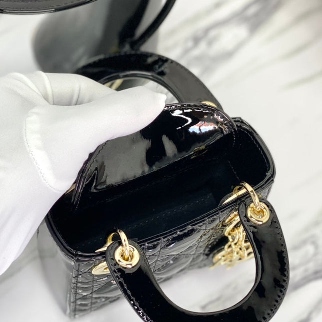 MICRO LADY 12 BAG IN GLOSSY BLACK LAMBSKIN
