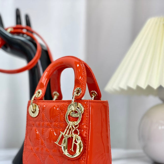 MICRO LADY 12 BAG IN GLOSSY SCARLET RED LAMBSKIN