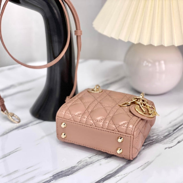 MICRO LADY 12 BAG IN CAMEL BEIGE LAMBSKIN