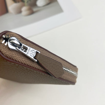 HM SILK'IN SHORT WALLET 11.5 BROWN GRAINED CALFSKIN