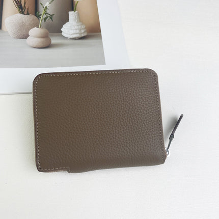 HM SILK'IN SHORT WALLET 11.5 BROWN GRAINED CALFSKIN