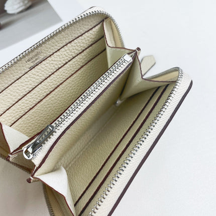 HM SILK'IN SHORT WALLET 11.5 WHITE GRAINED CALFSKIN