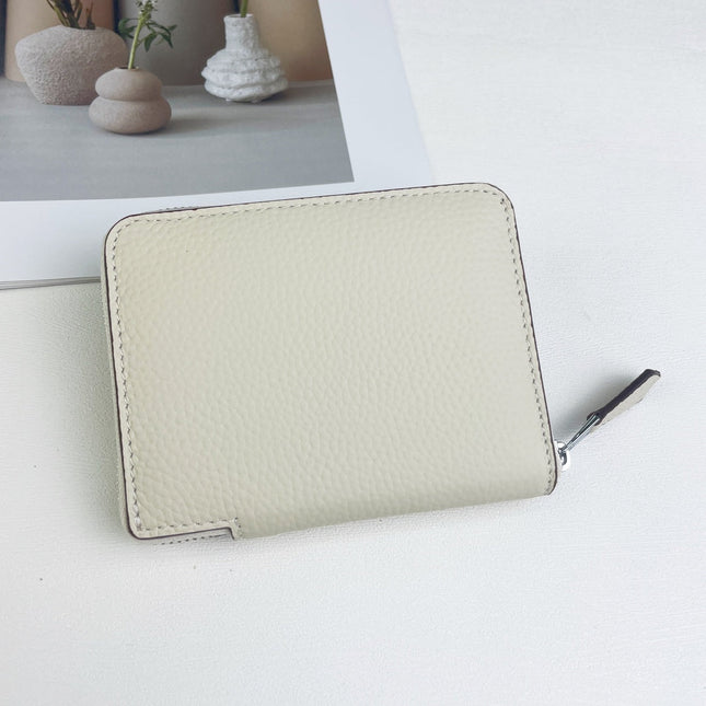 HM SILK'IN SHORT WALLET 11.5 WHITE GRAINED CALFSKIN