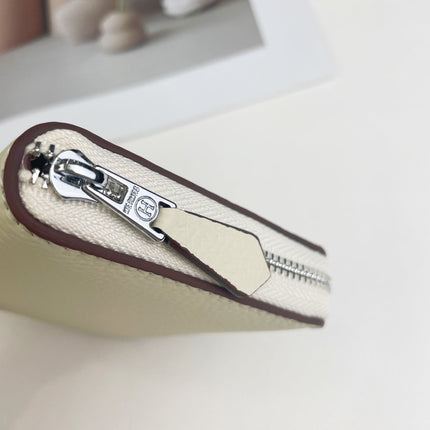 HM SILK'IN SHORT WALLET 11.5 WHITE GRAINED CALFSKIN
