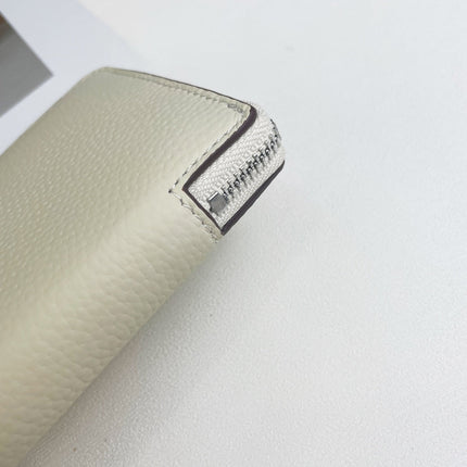 HM SILK'IN SHORT WALLET 11.5 WHITE GRAINED CALFSKIN