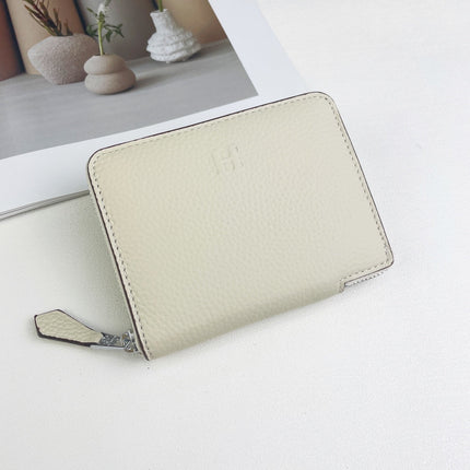 HM SILK'IN SHORT WALLET 11.5 WHITE GRAINED CALFSKIN