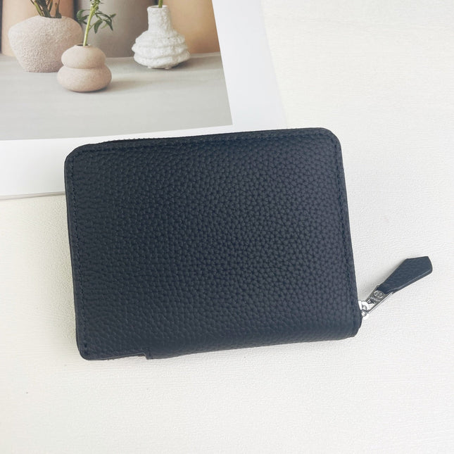 HM SILK'IN SHORT WALLET 11.5 BLACK GRAINED CALFSKIN