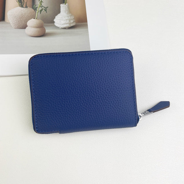 HM SILK'IN HOLED SHORT WALLET 11.5 COBALT GRAINED CALFSKIN