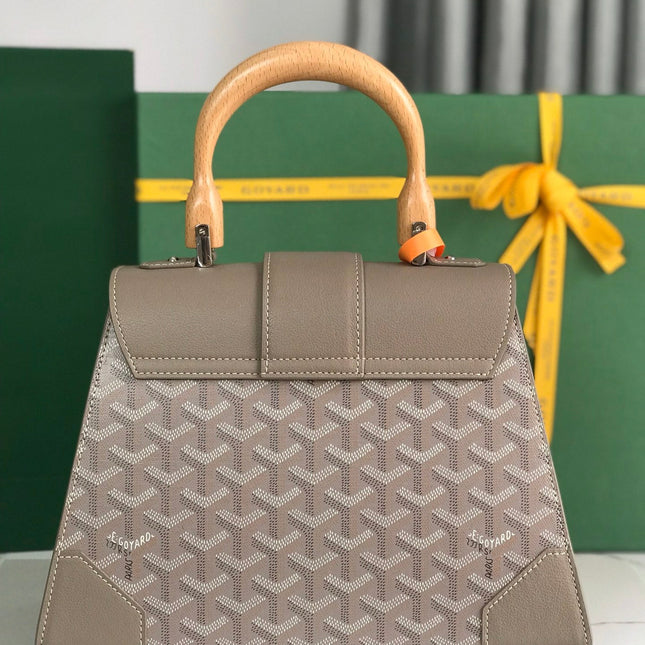SAÏGON PM BAG 28 IN DESERT GOYARDINE CANVAS AND CALFSKIN