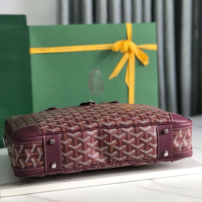 AMBASSADE DOCUMENT CASE 35 IN WINE RED GOYARDINE CANVAS