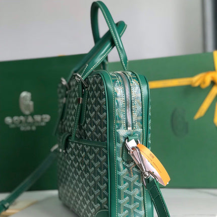 AMBASSADE DOCUMENT CASE 35 IN GREEN GOYARDINE CANVAS