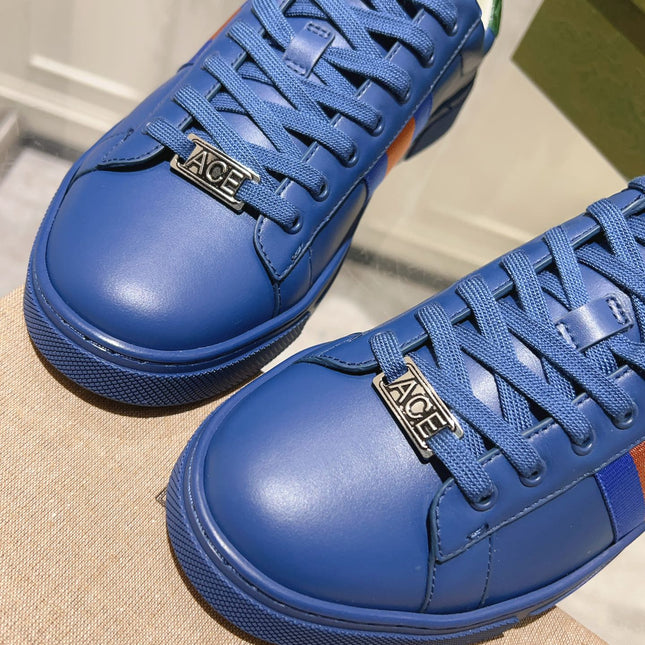 GG ACE GG SUPREME TRAINER AZURE CALFSKIN