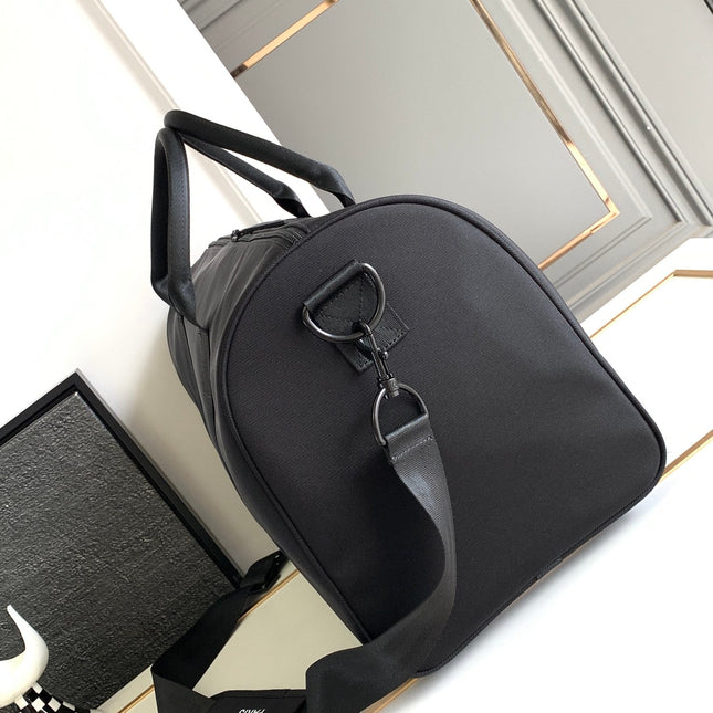 CC TRAVEL BAG 45 IN BLACK CANVAS WITH WHITE LOGO