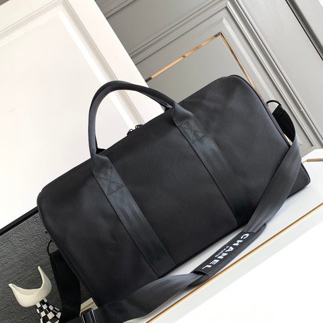 CC TRAVEL BAG 45 IN BLACK CANVAS WITH WHITE LOGO