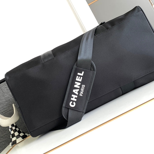 CC TRAVEL BAG 45 IN BLACK CANVAS WITH WHITE LOGO