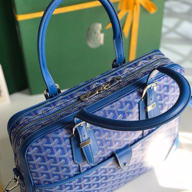 AMBASSADE DOCUMENT CASE 35 IN SAPPHIRE BLUE GOYARDINE CANVAS