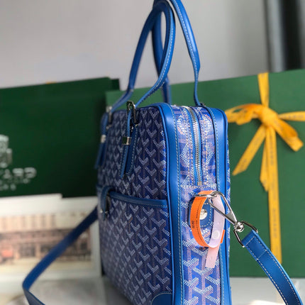 AMBASSADE DOCUMENT CASE 35 IN SAPPHIRE BLUE GOYARDINE CANVAS
