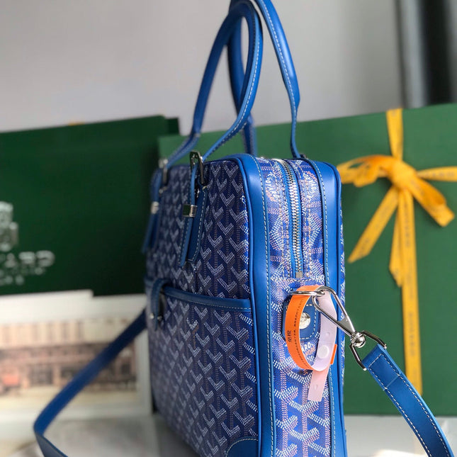 AMBASSADE DOCUMENT CASE 35 IN SAPPHIRE BLUE GOYARDINE CANVAS