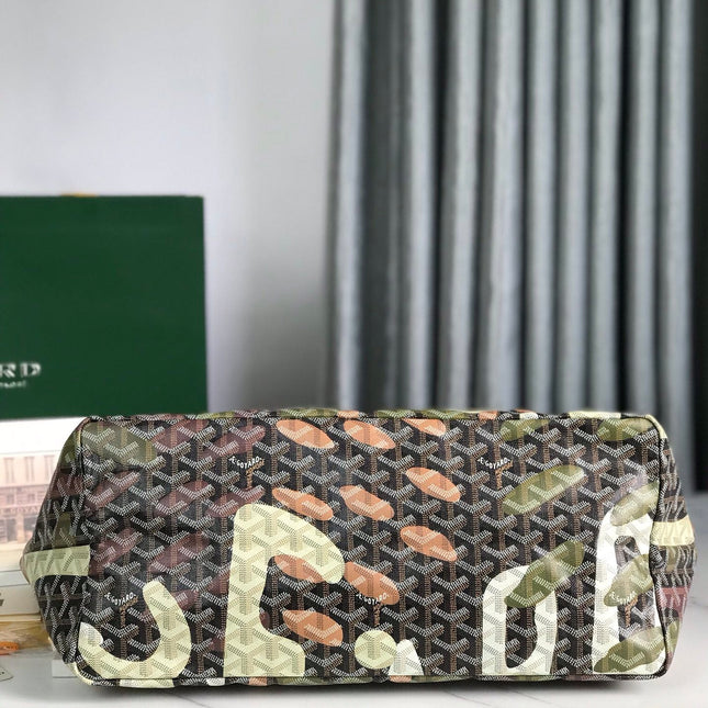 SAINT LOUIS GM BAG 40 IN GREEN LETTRES CAMOUFLAGE GOYARDINE CANVAS