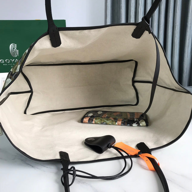 SAINT LOUIS GM BAG 40 IN GREEN LETTRES CAMOUFLAGE GOYARDINE CANVAS