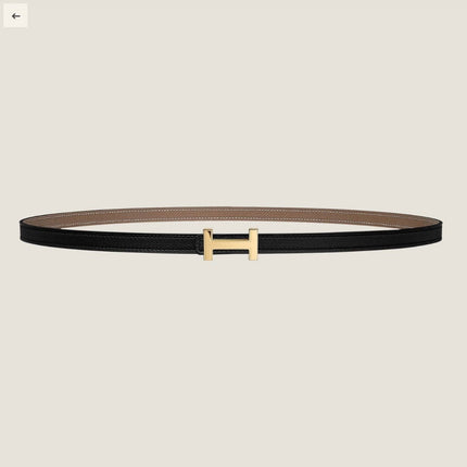 HM FOCUS BUCKLE & REVERSIBLE BLACK AND KHAKI BROWN LEATHER STRAP 13MM GOLD HARDWARE